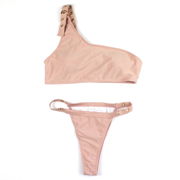Blush One Shoulder Bikini Swimsuit - Picture 4 of 7